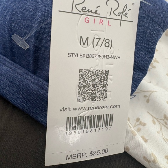 GIRLS Rene Rofe Bra Set - Navy, White, Tan - Picture 3 of 4